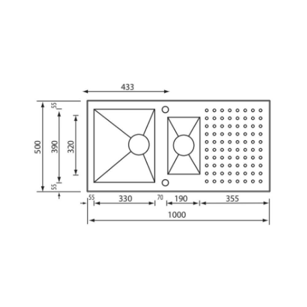 Sudoper CM PUNTO QUADRO 100×50 2V