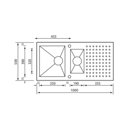 Sudoper CM PUNTO QUADRO 100×50 2V