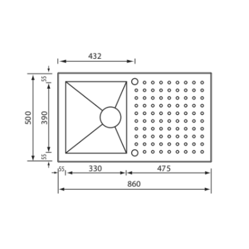 Sudoper CM PUNTO QUADRO 86×50 1V