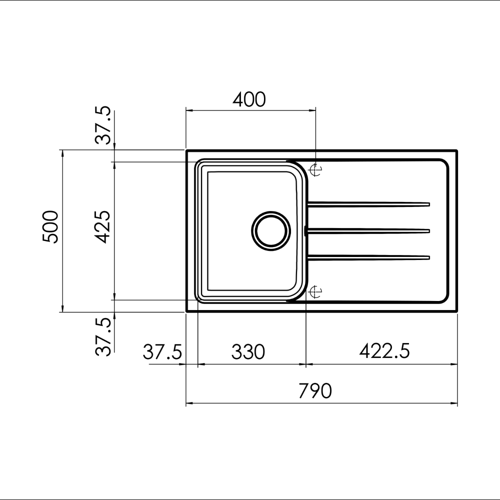Sudoper CM COLORADO 79×50 1V