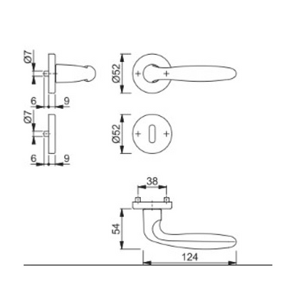 HOPPE Garnitura VERONA 1510/42KV/42KVS F9 (37-42 mm) BŠ