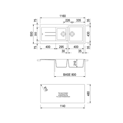 Sudoper Plados Elegance AM 11620 ARIAPURA